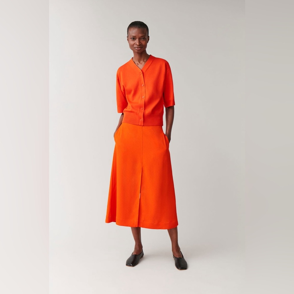 COS A-Line Crepe Skirt (Orange)